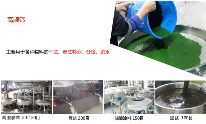 用於各種物料的幹法，濕法，分級，脫水等功能