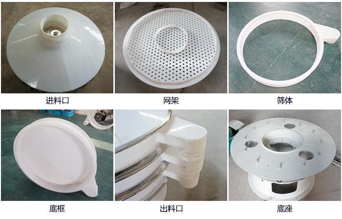 600型聚丙烯麻豆免费版免费下载細節展示：進料口，網架，出料口，底框，框體。