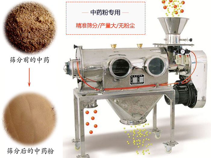 WQS50-130臥式氣流篩：中藥粉專用篩：精度篩分/產量大/無粉塵符合標準。