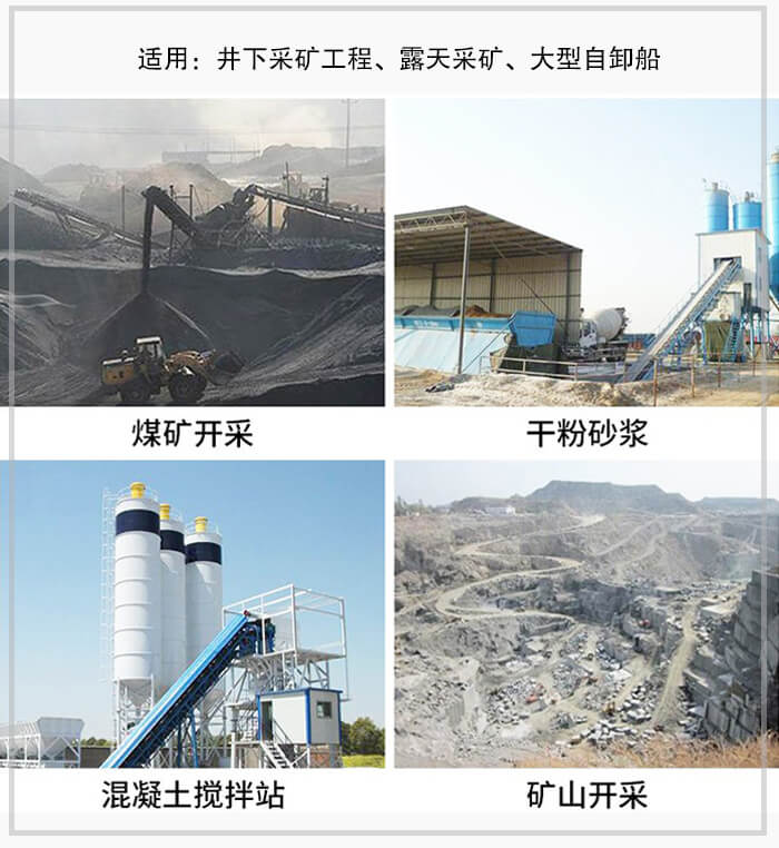 大傾角皮帶輸送機適用於煤礦開采，混凝土攪拌站，幹粉砂漿，礦山開采等行業中。