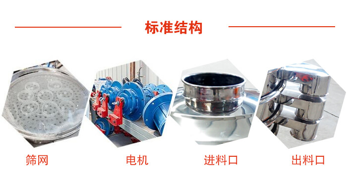 標準篩，篩網，電機，進料口，出料口