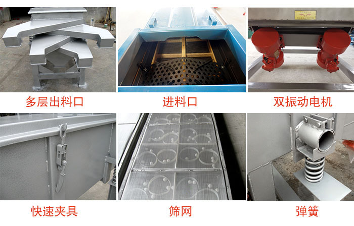 多層直線麻豆免费版免费下载出料口，篩網，彈簧，快速夾具，振動電機等