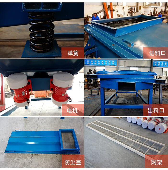 1035直線麻豆免费版免费下载細節展示：出料口，振動彈簧，振動電機，進料口。